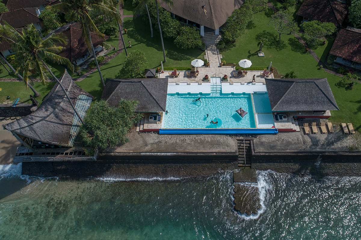 Infinity Swimming Pool at Lotus Bungalows Candidasa Bali